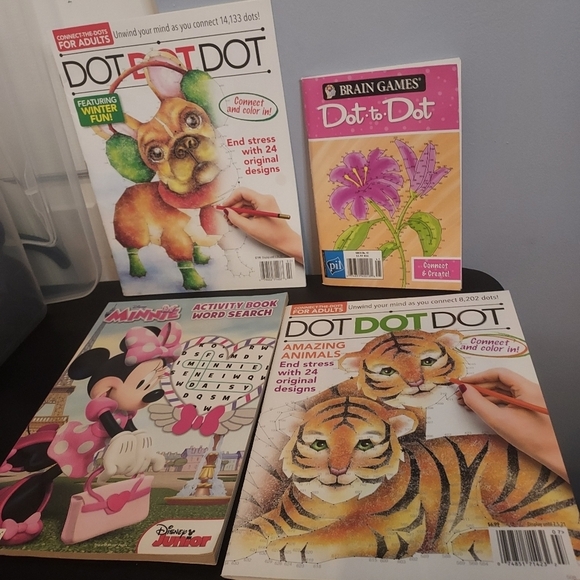 3 Dot To Dot For Adults And 1 Minnie Activity Book Word Search Kids - Picture 2 of 5